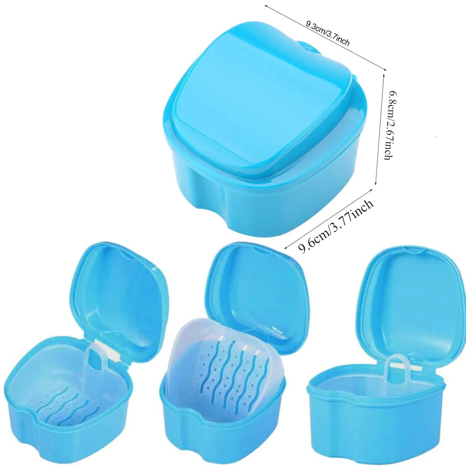 1Pcs Denture Box, False Teeth Container, Orthodontic Dental Retainer Case, Portable Denture Cleaning Box for Travel, Retainer Cleaning, Dentures, Clear Braces, Mouth Guard, Night Guard