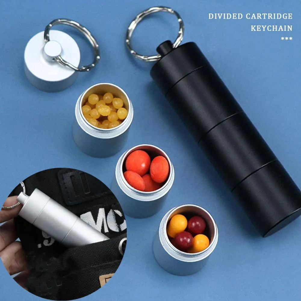 2 Pack Pill Box Portable Pill Case Aluminium Pocket Pill Boxes Keychain for Purse for Travel Waterproof Pill Holder Travel Pill Holder for Men Women