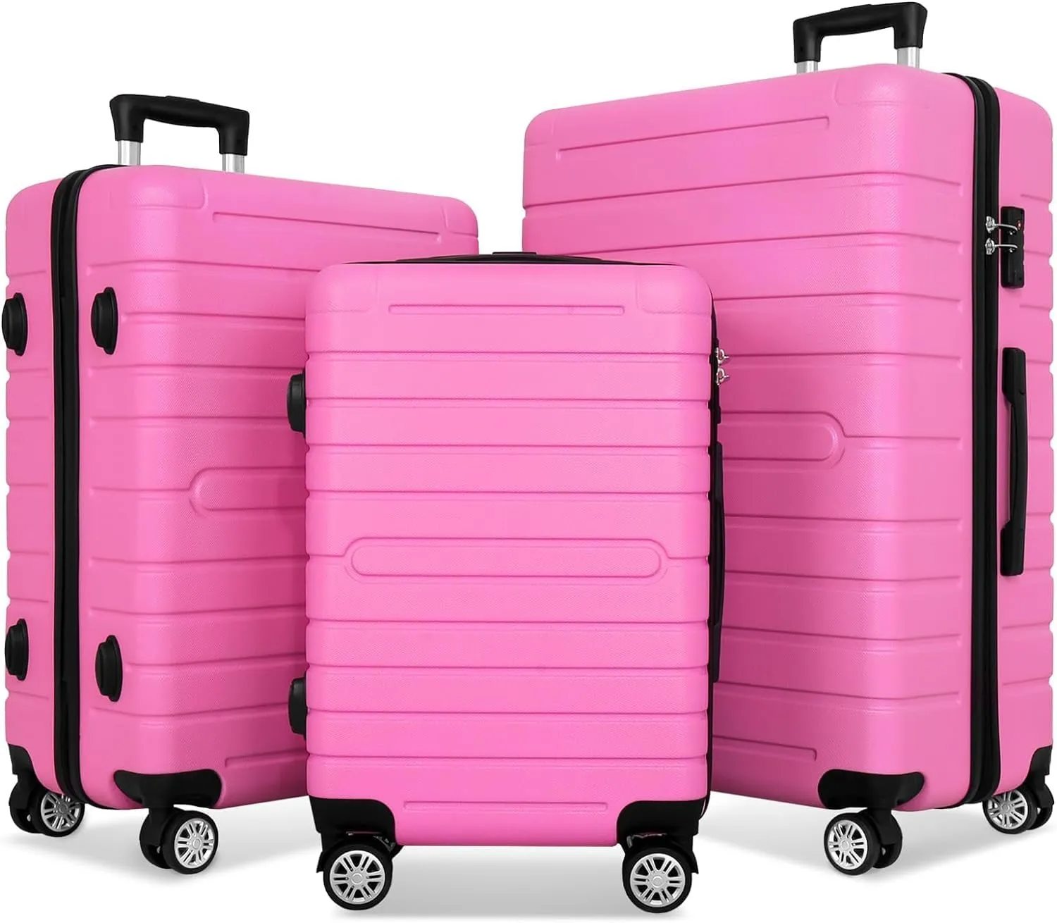 3 Piece Luggage Sets- Pink Suitcases Set with Spinner Wheels Travel Hardshell Luggage Sets with TSA Lock Lightweight Pink Suitcase Sets for Women