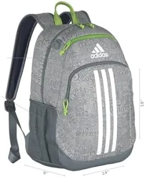 adidas Creator Comfortable and Durable Small Athletic Bag or Laptop Backpack for Women and Men, Adi Font Madness Stone Grey/Lucid Lime Green/White, One Size