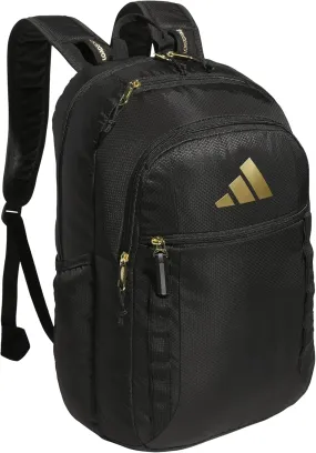 adidas Excel Laptop Durable Large Athletic Gym Backpack Bag, Black/Gold Metallic/Black, One Size