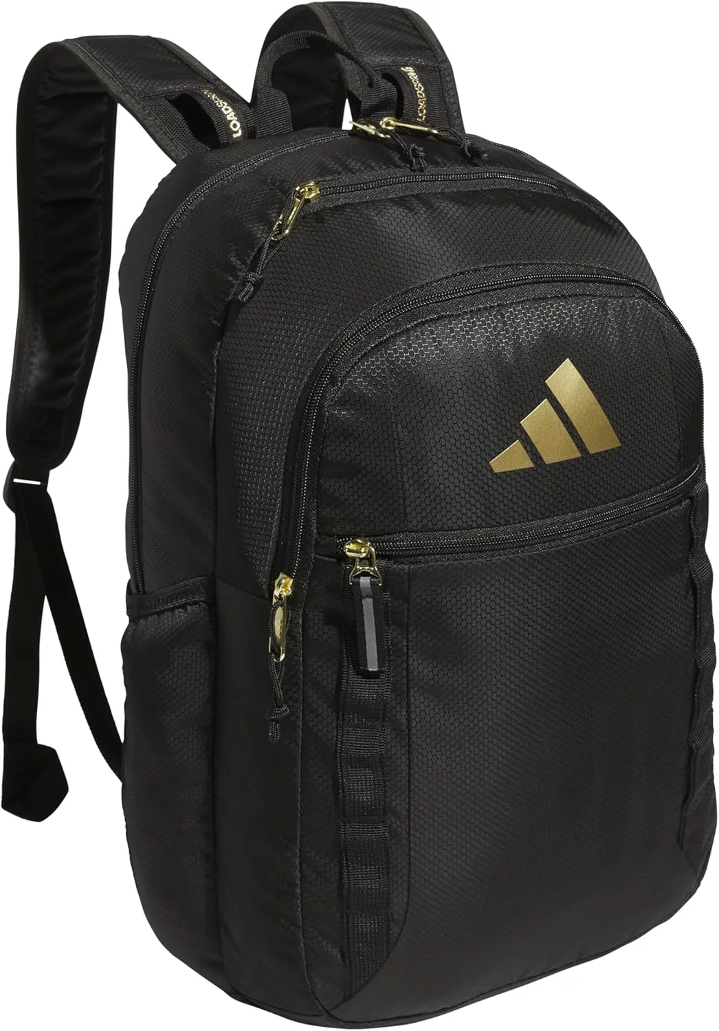 adidas Excel Laptop Durable Large Athletic Gym Backpack Bag, Black/Gold Metallic/Black, One Size