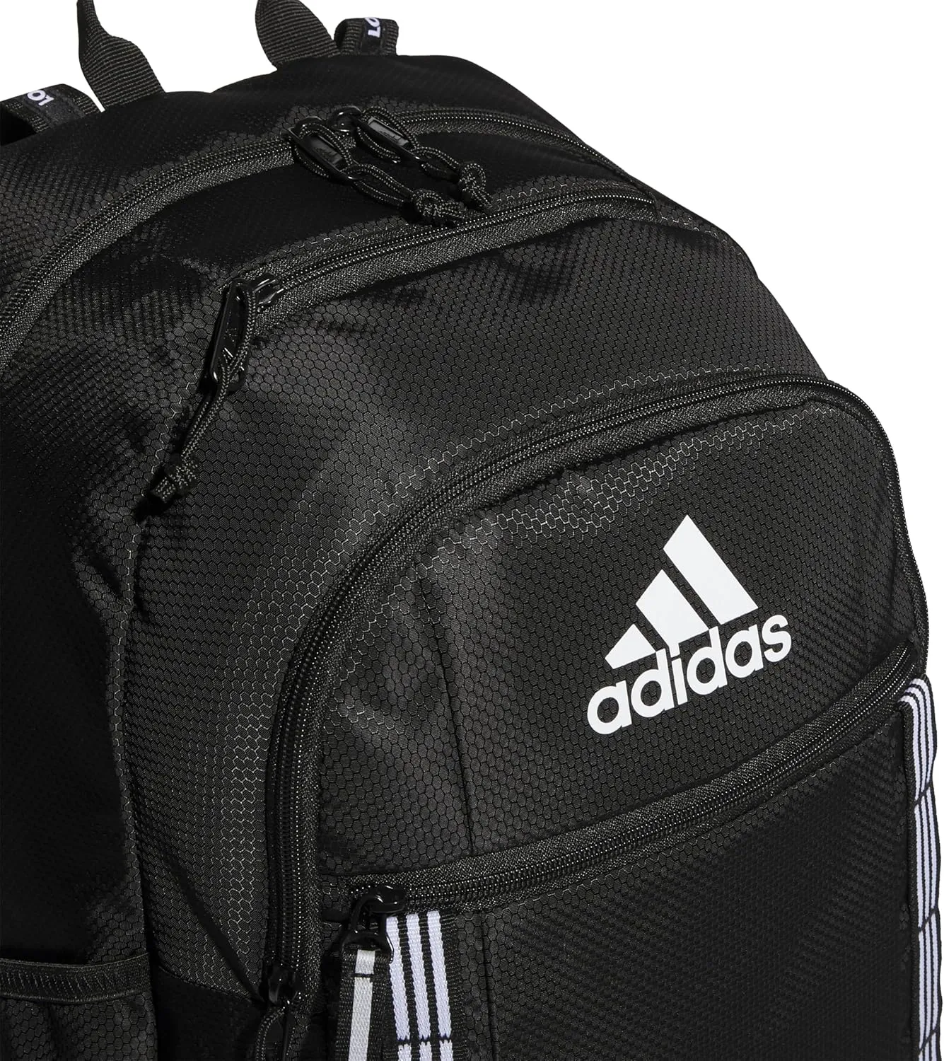 adidas Excel Laptop Durable Large Athletic Gym Backpack Bag, Black/White 3 Stripe Webbing, One Size