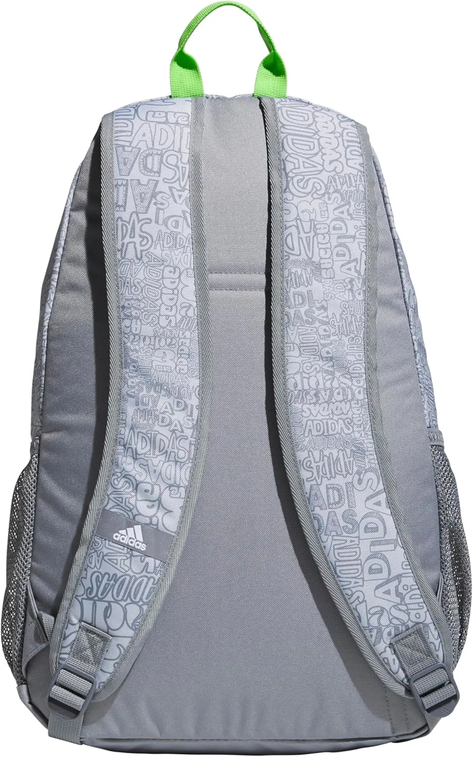 adidas Foundation Laptop, Book Bag with Sleeve, Large Durable Athletic Backpack for Men and Women, Adi Font Madness Stone Grey/Lucid Lime Green, One Size