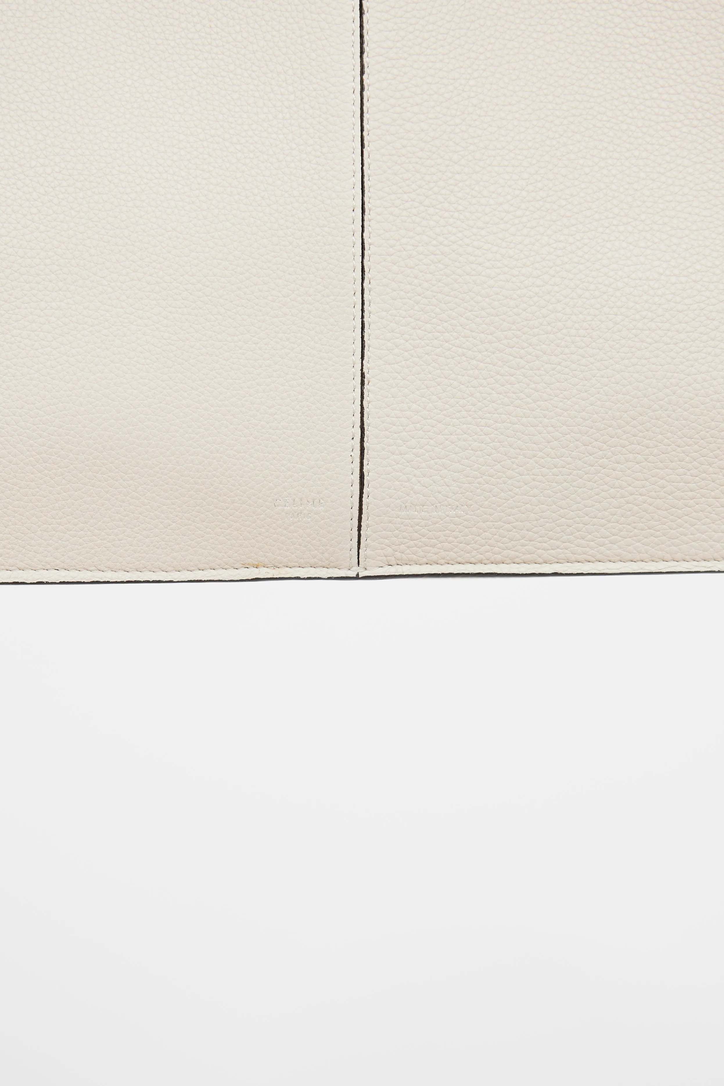 Beige Leather Tri-Fold Shoulder Bag