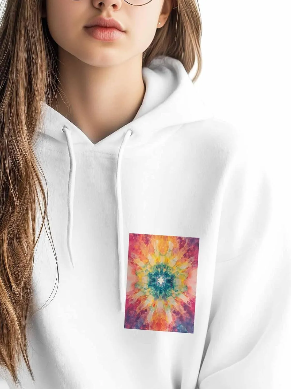 BEMIGO Hooded Sweatshirt Women Colorful Cozy Black/White Sweatshirt with Oversized Front Pocket Tie Dye Printed Trendy Tops