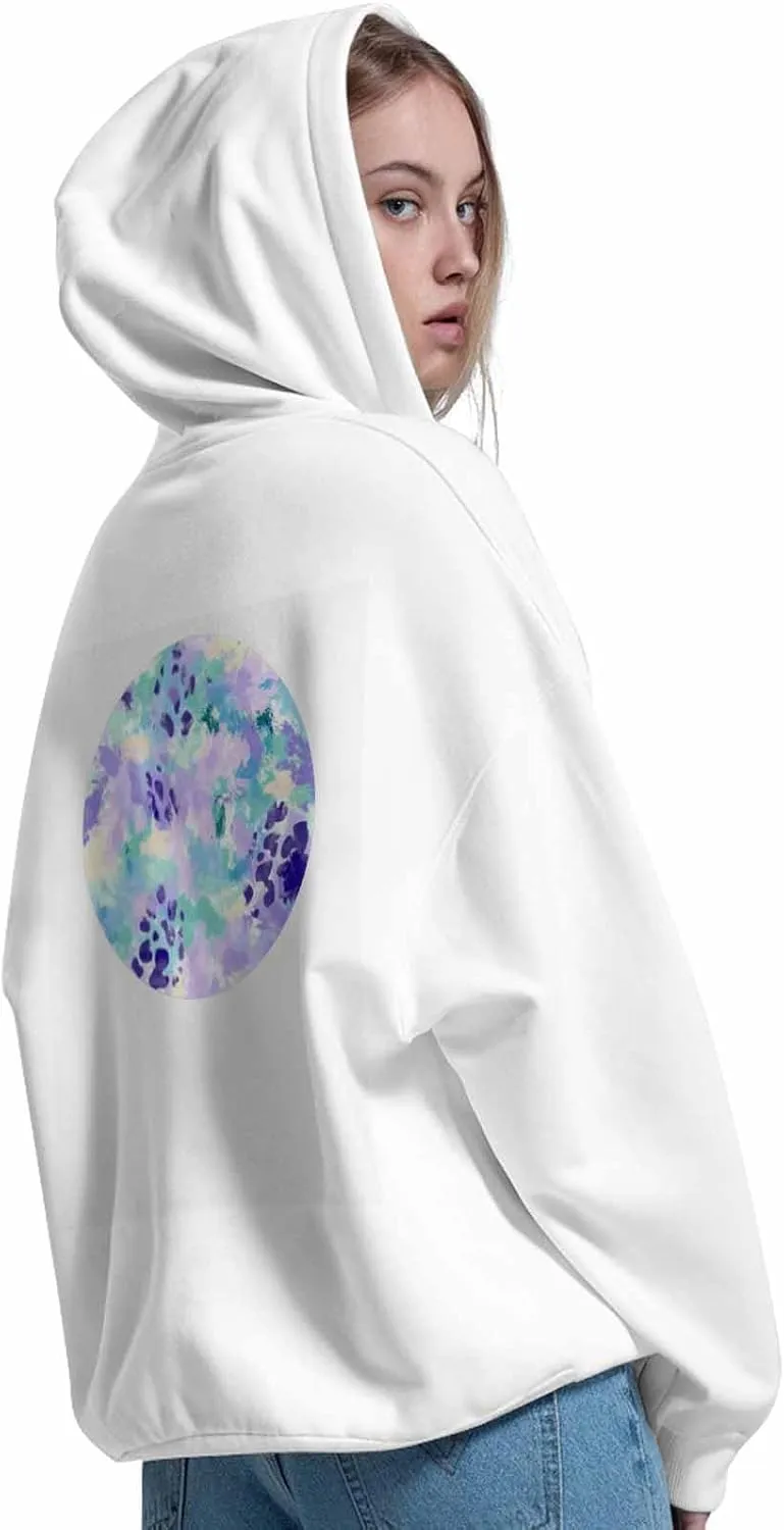 BEMIGO Hooded Sweatshirt Women Tie Dye Cozy Black/White Sweatshirt with Oversized Front Pocket Colorful Printed Trendy Tops