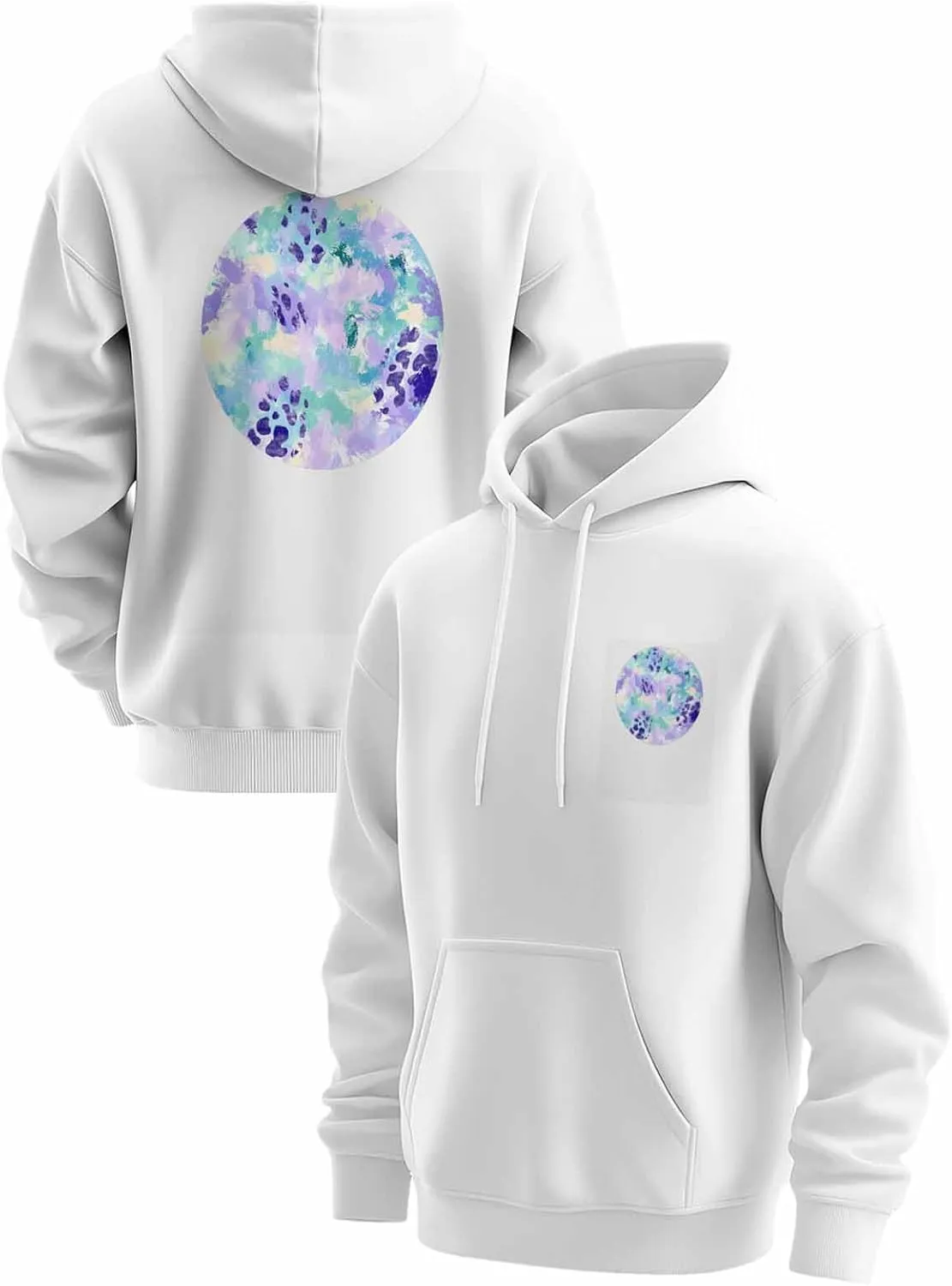 BEMIGO Hooded Sweatshirt Women Tie Dye Cozy Black/White Sweatshirt with Oversized Front Pocket Colorful Printed Trendy Tops