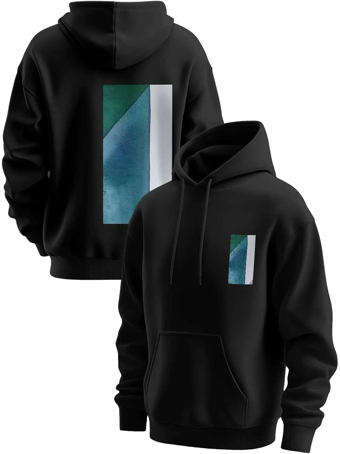 BEMIGO Hooded Sweatshirt Women Tie Dye Cozy Black/White Sweatshirt with Oversized Front Pocket Shapes Printed Trendy Tops