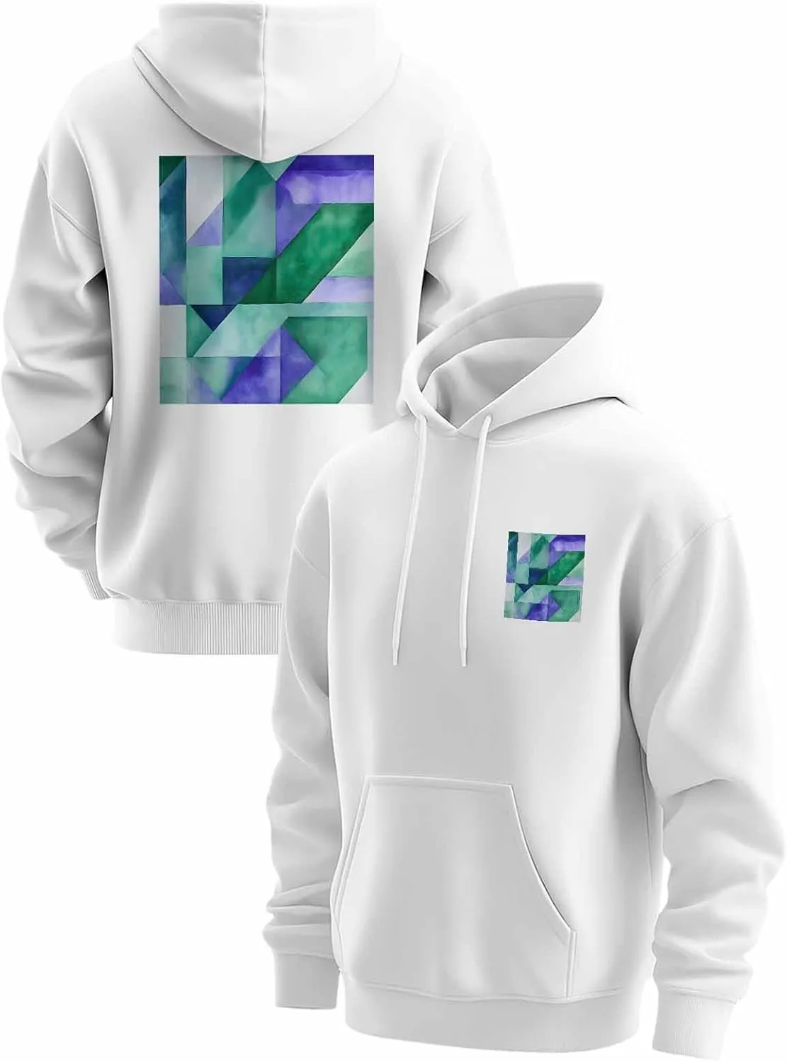BEMIGO Hooded Sweatshirt Women Tie Dye Cozy Black/White Sweatshirt with Oversized Front Pocket Shapes Printed Trendy Tops