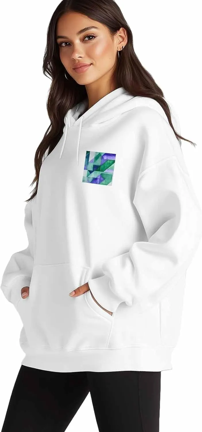 BEMIGO Hooded Sweatshirt Women Tie Dye Cozy Black/White Sweatshirt with Oversized Front Pocket Shapes Printed Trendy Tops