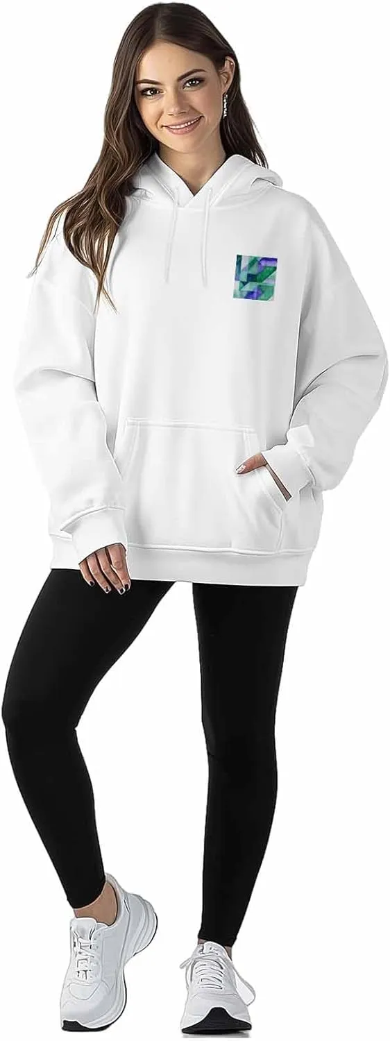 BEMIGO Hooded Sweatshirt Women Tie Dye Cozy Black/White Sweatshirt with Oversized Front Pocket Shapes Printed Trendy Tops