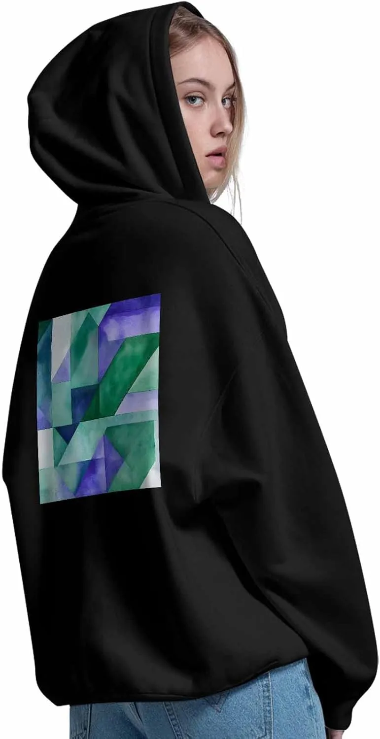 BEMIGO Hooded Sweatshirt Women Tie Dye Cozy Black/White Sweatshirt with Oversized Front Pocket Shapes Printed Trendy Tops