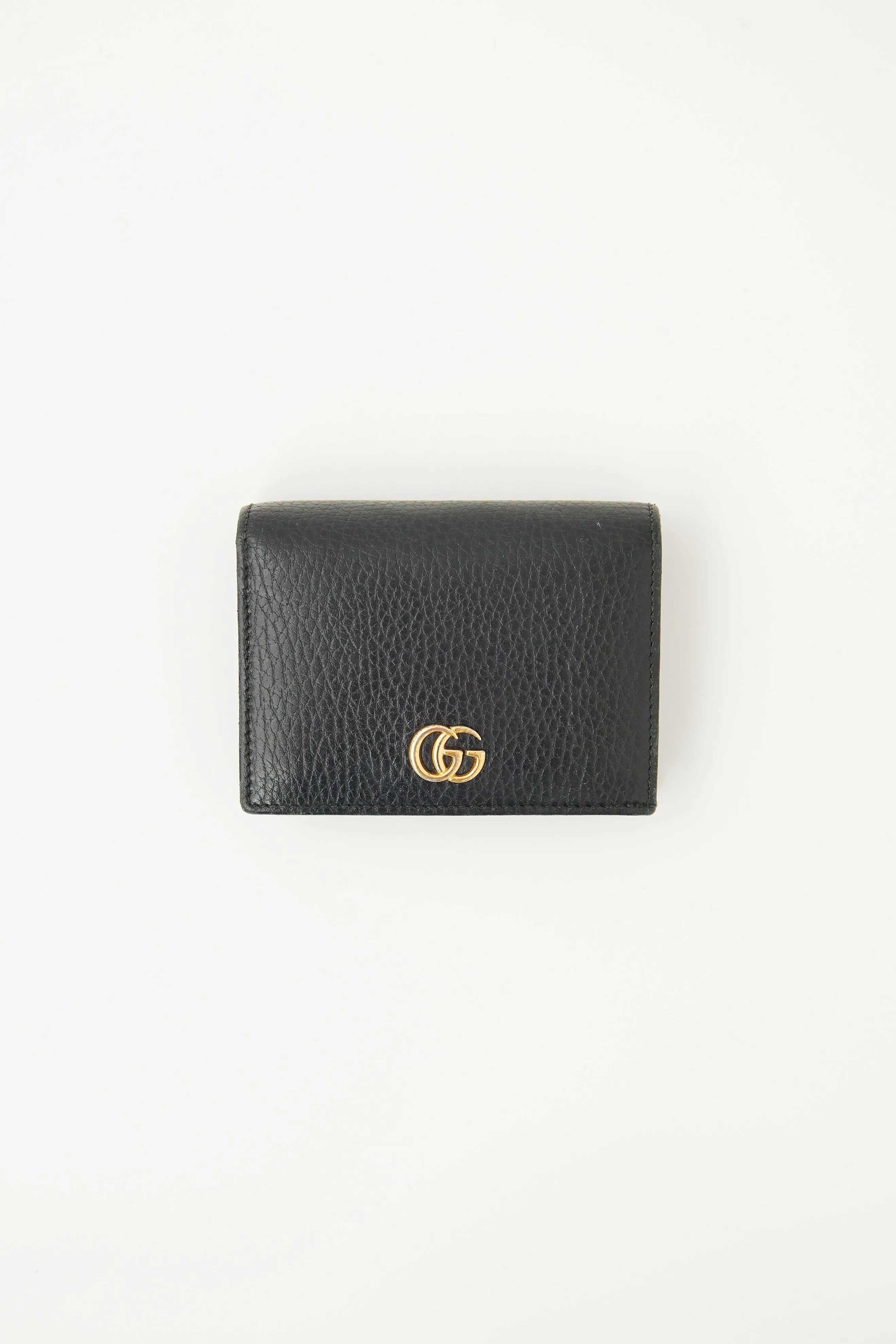Black Leather GG Compact Wallet