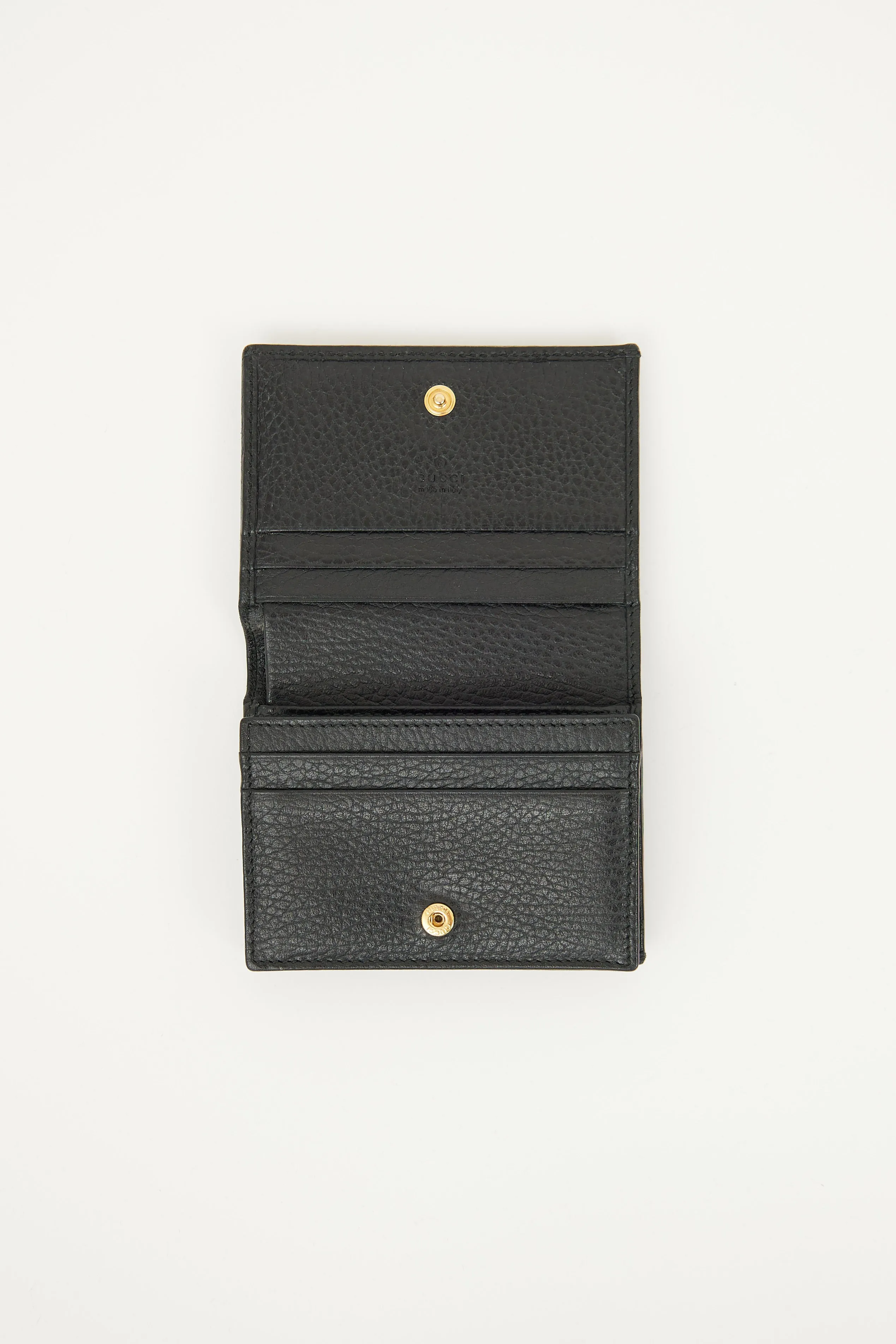 Black Leather GG Compact Wallet