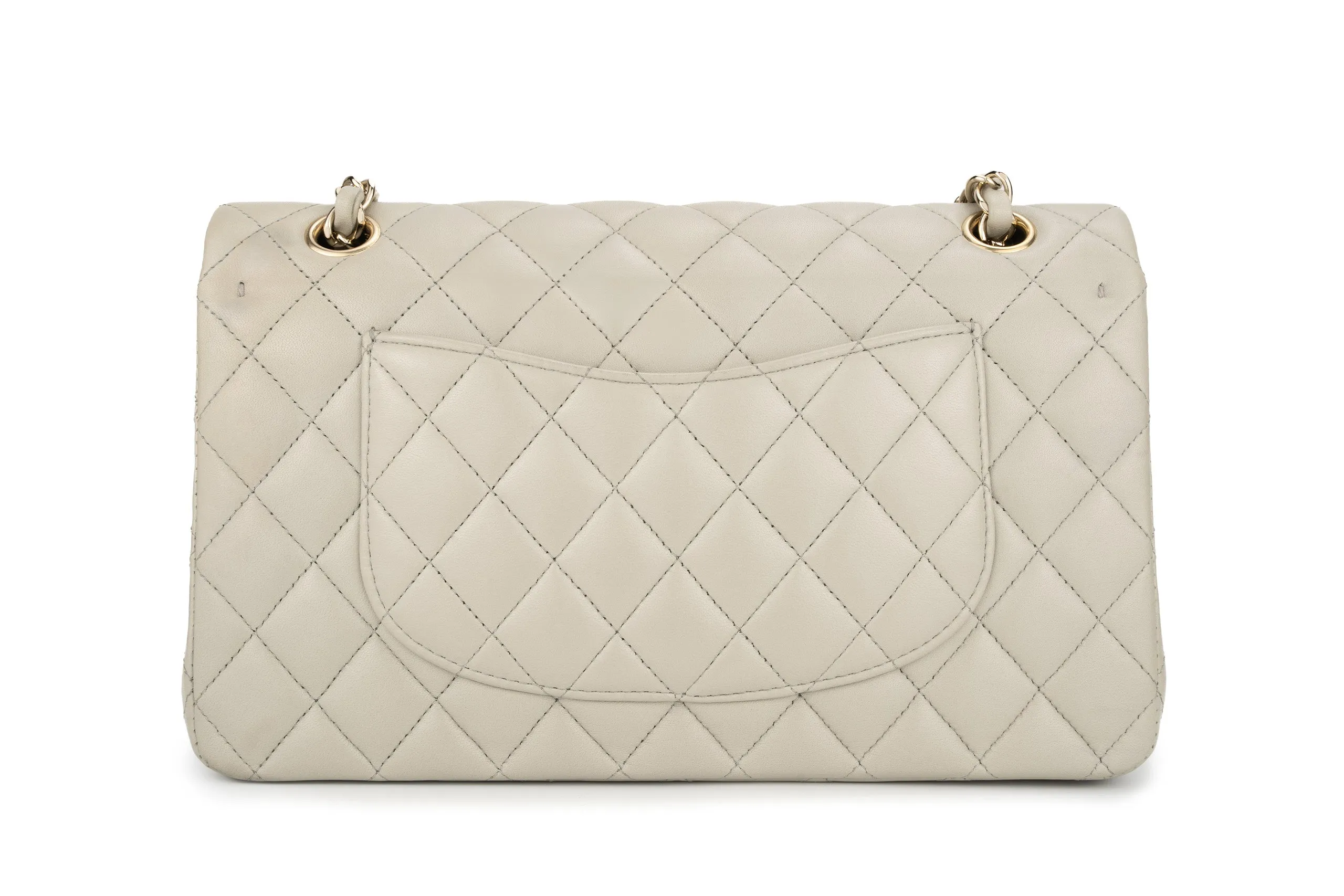 Chanel Med Classic Flap Lambskin Grey GHW