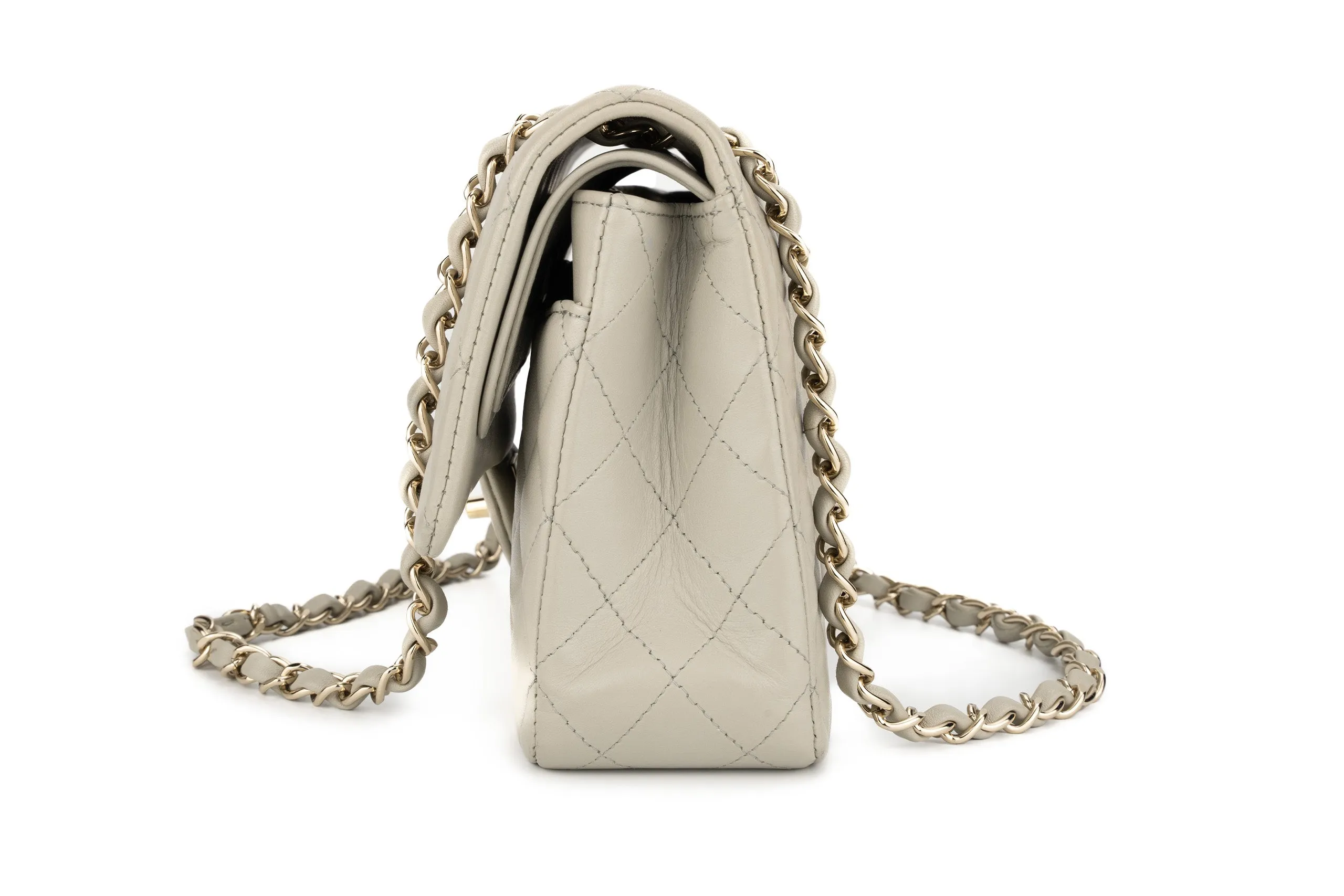 Chanel Med Classic Flap Lambskin Grey GHW