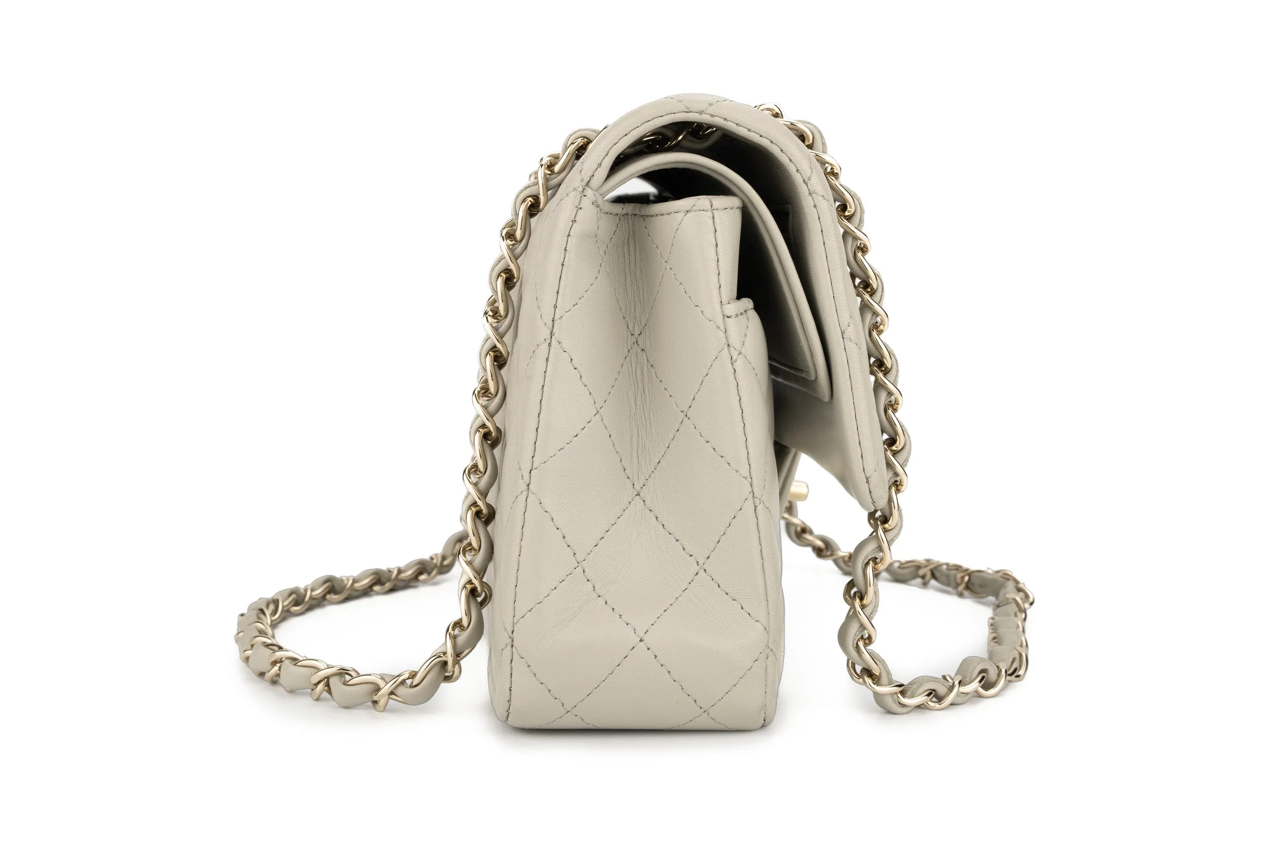 Chanel Med Classic Flap Lambskin Grey GHW