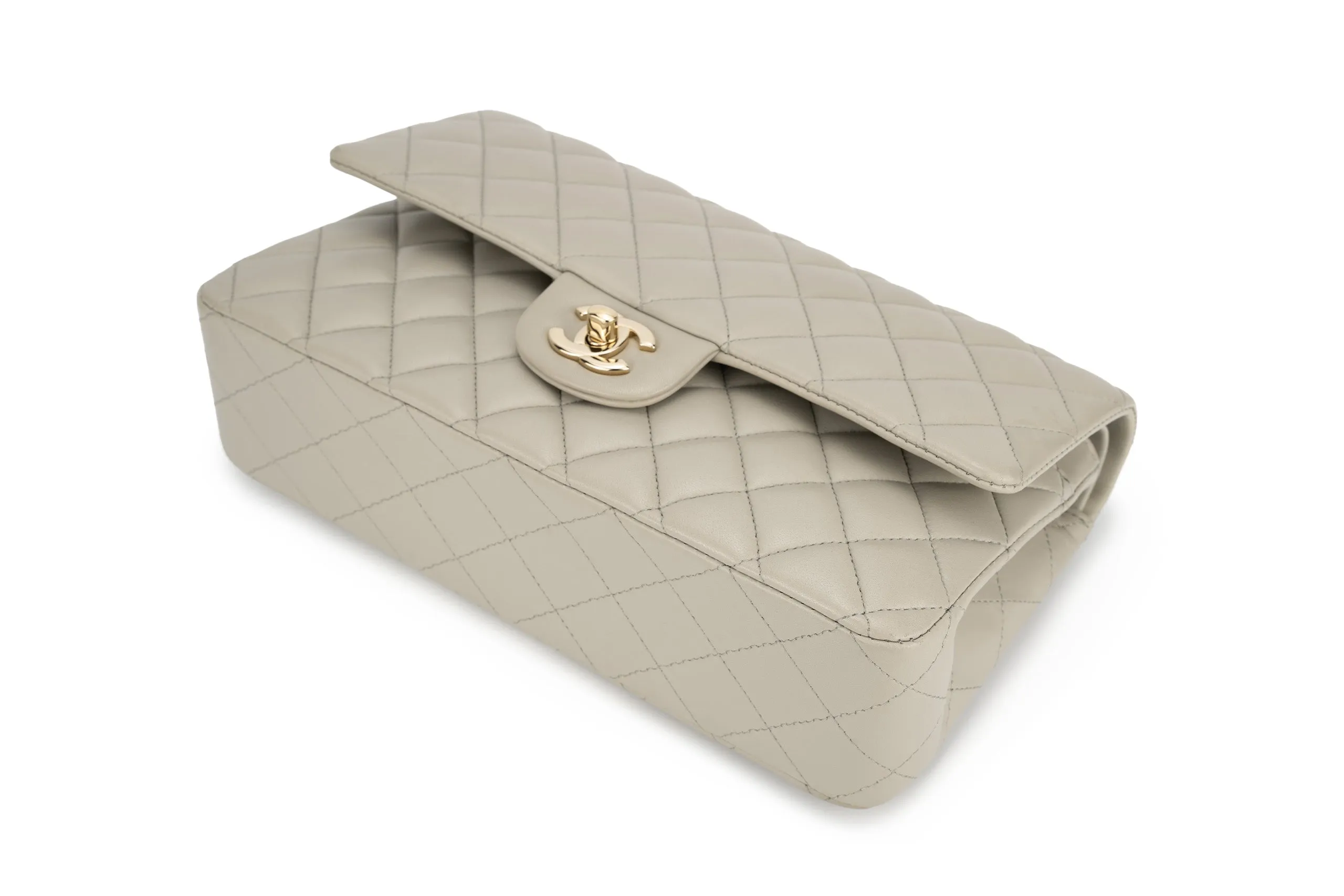 Chanel Med Classic Flap Lambskin Grey GHW