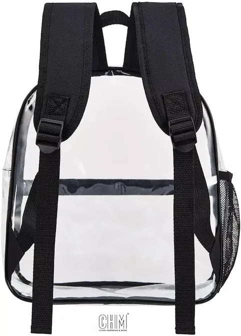 Clear Small Backpack Stadium Approved For Women and Men with Adjustable Strap Transparent Book Bag For School Festival or Sporting Events (CH-Y023)