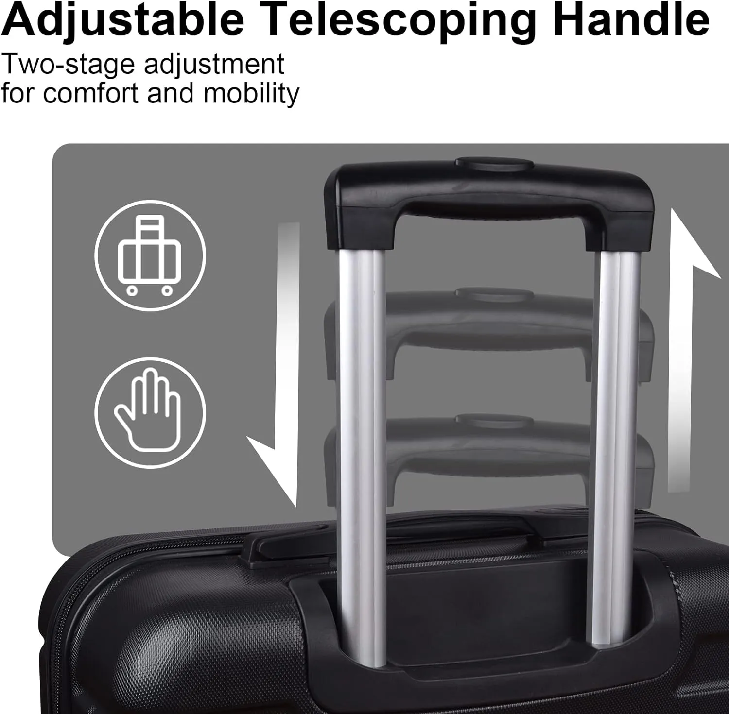 HOUAGI Luggage Suitcase 3 Piece Sets Hardside Lightweight Luggage with Spinner Wheels 20"/24"/28"(Black)