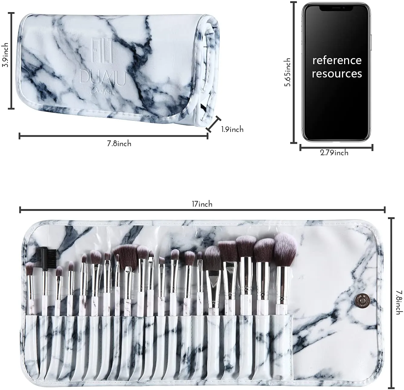 Marble-20pcs Makeup Brush Sets with PU Leather Bag