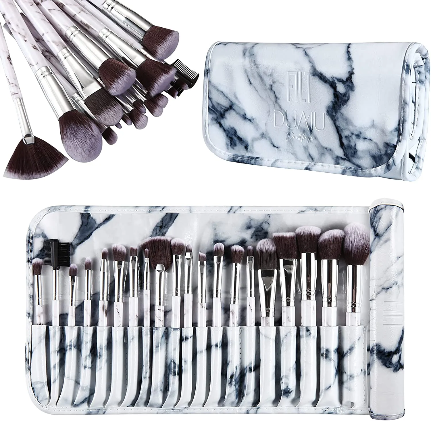Marble-20pcs Makeup Brush Sets with PU Leather Bag