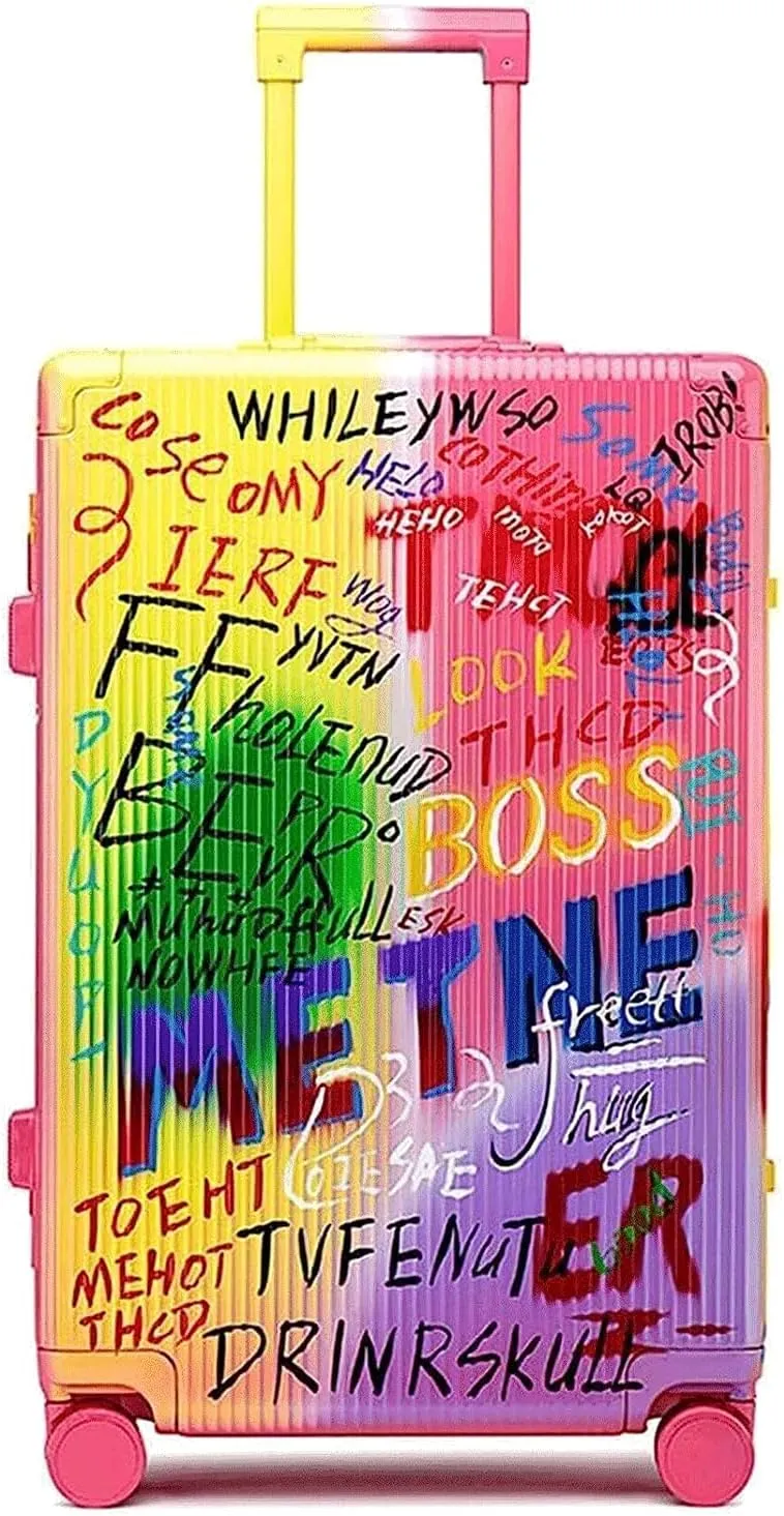 portable Luggage Large-capacity Suitcases Anti-fall Hard Shell Luggage Cool Graffiti Art Carry On Luggage Fashion Trend Suitcases With Wheels exquisite (28inch)
