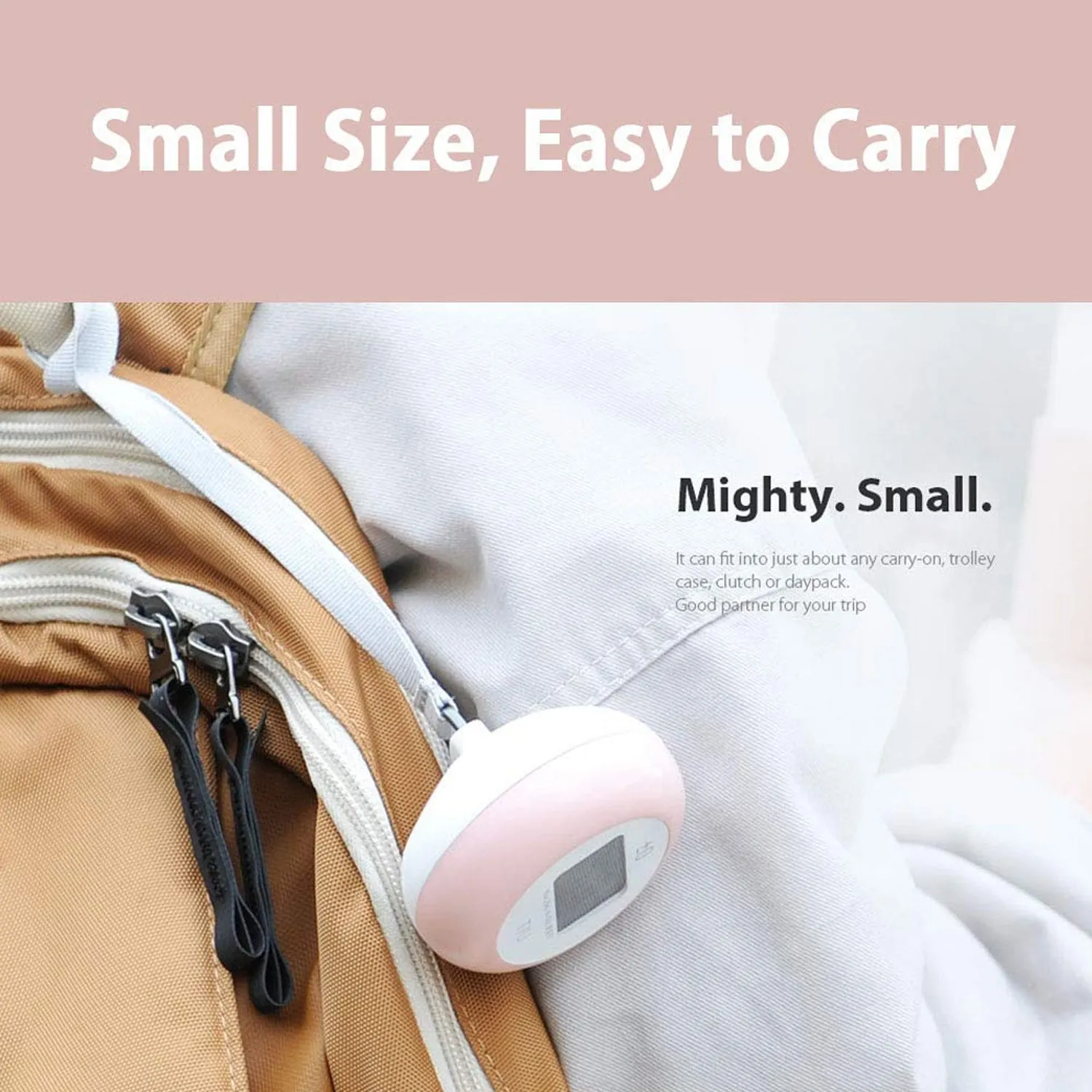 Sansui Electronics Battery-Free Portable Digital Luggage Scale with Nylon Strap (35 kg, White-Pink)