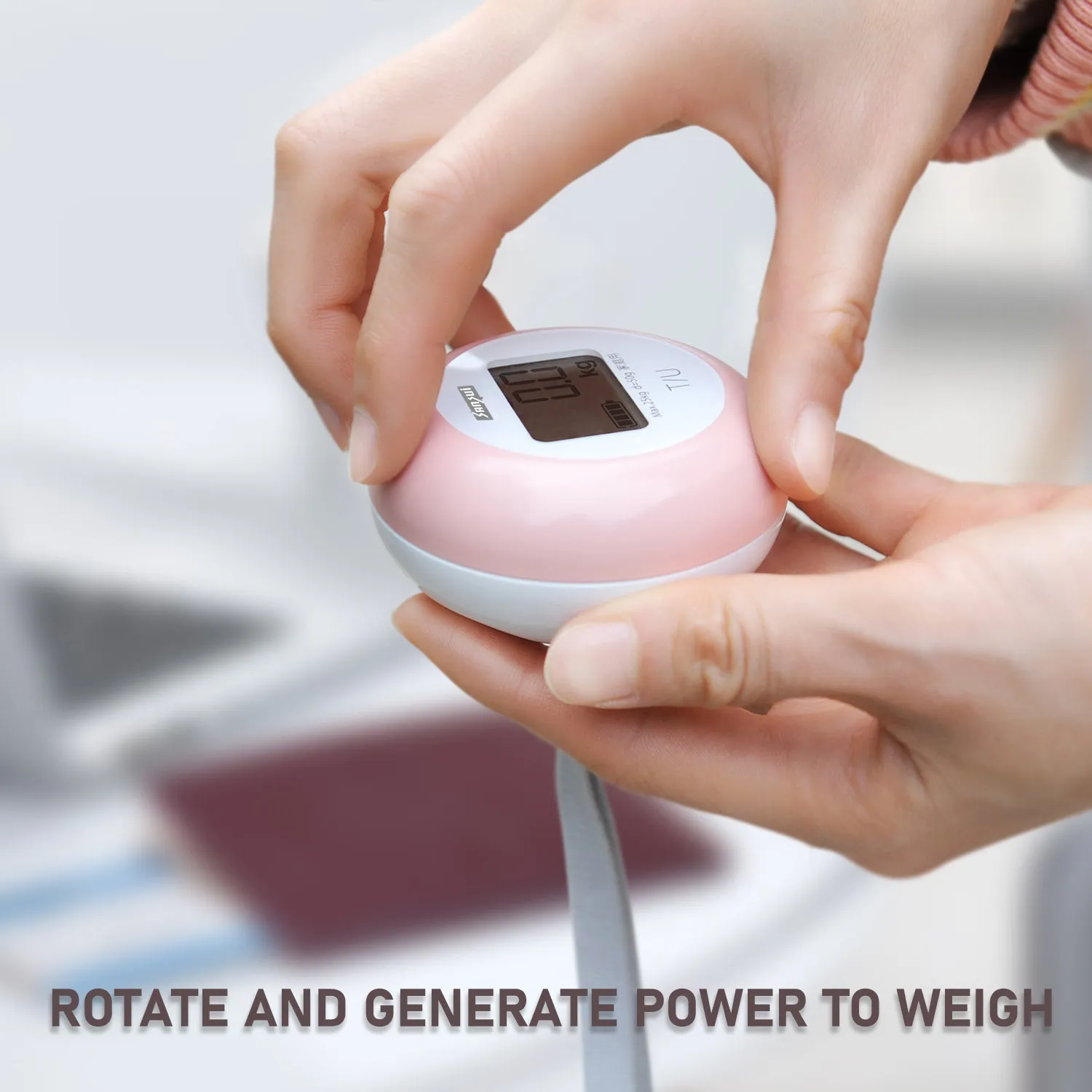 Sansui Electronics Battery-Free Portable Digital Luggage Scale with Nylon Strap (35 kg, White-Pink)