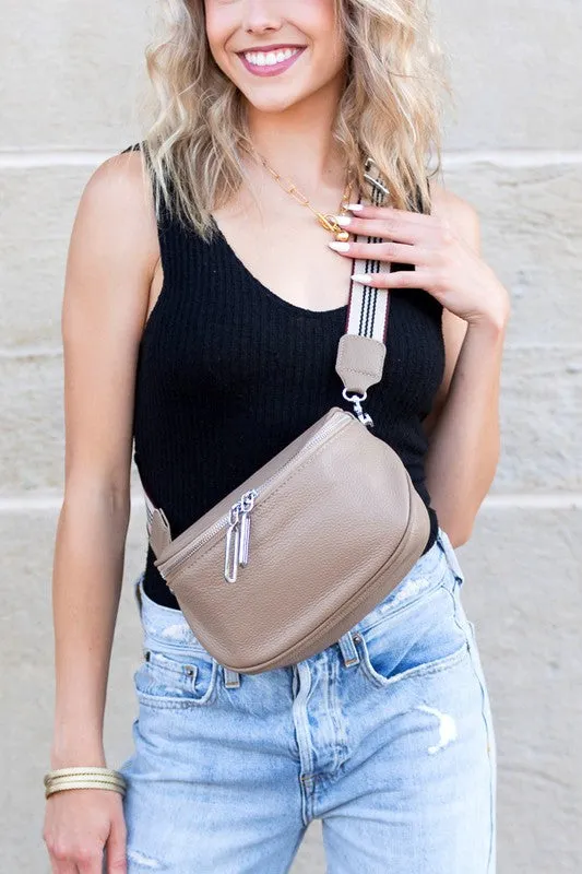 Stylish Hazel Genuine Leather Adjustable Crossbody Sling Bag