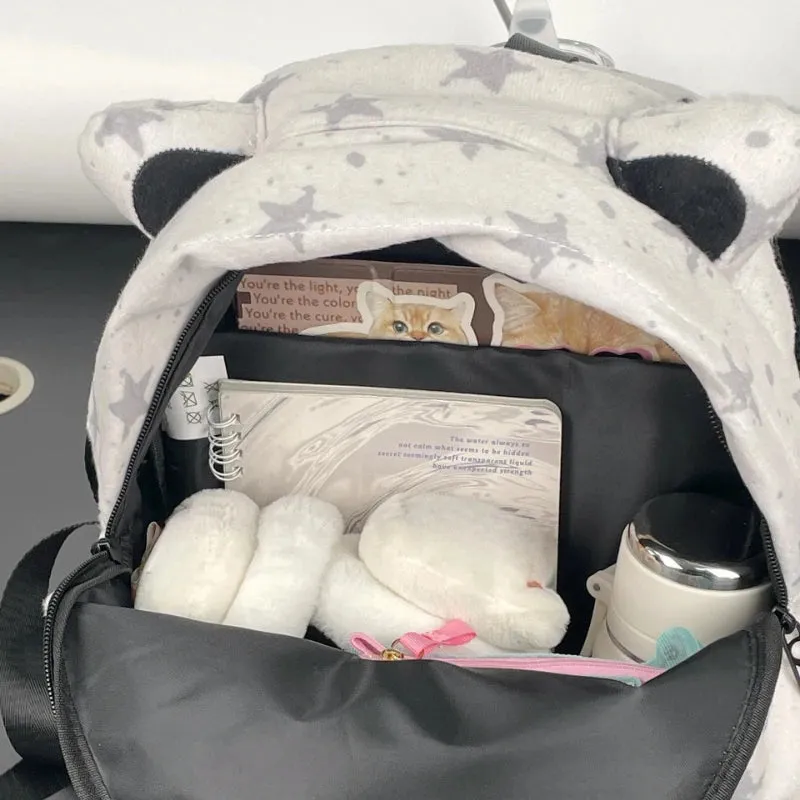 Uakiss Fashion Star Kawaii Ins Cat Ear Backpack Japanese Women Casual Chic Schoolbags Y2k Aesthetic Students All Match Simple Backpacks