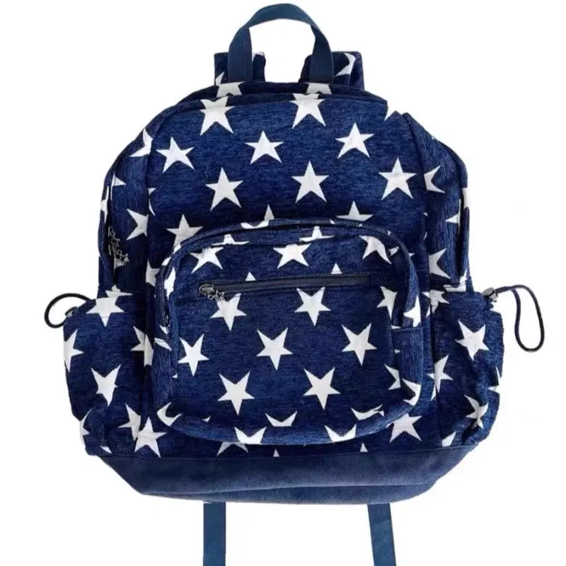 Uakiss High-capacity All Match Casual Women Schoolbags Simple Vintage Star Print Backpacks Y2k Aesthetic Grunge Backpack for Students