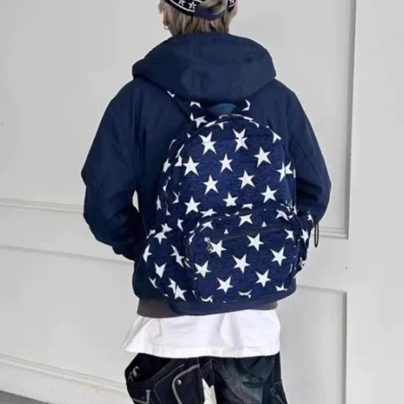 Uakiss High-capacity All Match Casual Women Schoolbags Simple Vintage Star Print Backpacks Y2k Aesthetic Grunge Backpack for Students