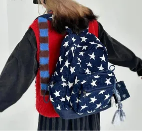 Uakiss High-capacity All Match Casual Women Schoolbags Simple Vintage Star Print Backpacks Y2k Aesthetic Grunge Backpack for Students