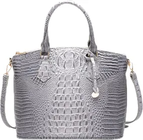 Women Purse Vegan Leather Crocodile-Embossed Pattern With Removable Shoulder Strap Top Handle Large Shoulder Bags
